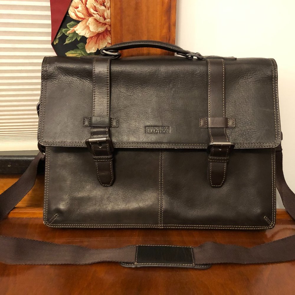 Kenneth Cole Leather Laptop Briefcase